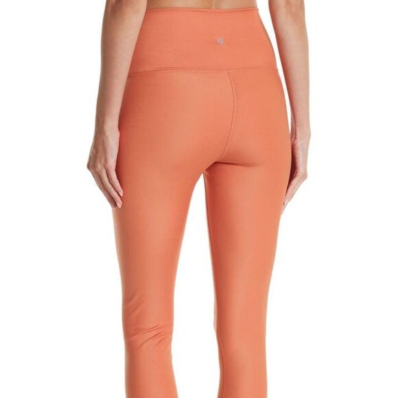 90 DEGREE BY REFLEX Pink Orange Shiny Rib High Rise Leggings Small Medium New - Picture 3 of 8